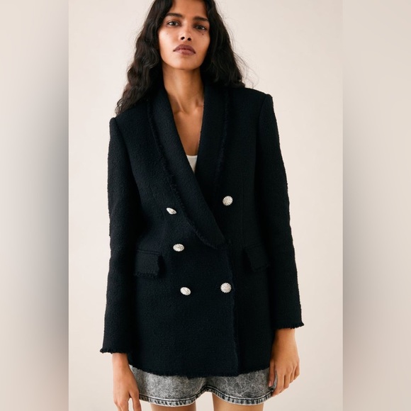 Zara Black Jewel Button Blazer - Picture 5 of 10